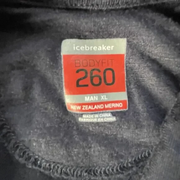 Icebreaker Merino Sweater Mens XL Navy Bodyfit 260 New Zealand Wool 1/4 Zip